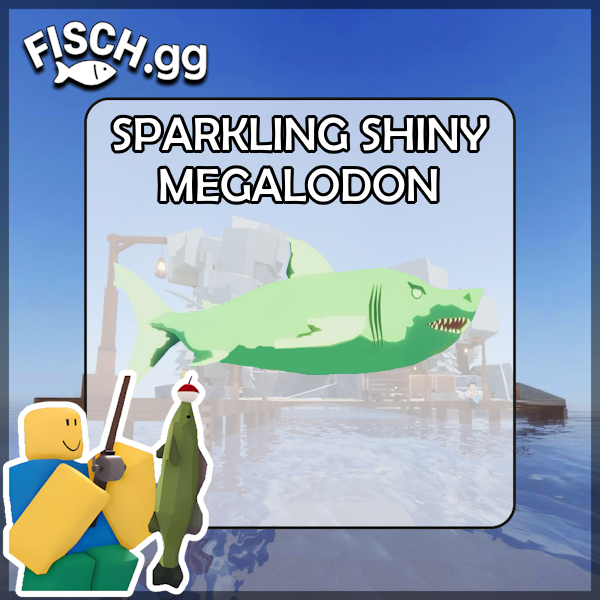 The Sparkling Shiny Megalodon Fish in the popular ROBLOX game Fisch. Sold by the #1 Fisch Shop fisch.gg!